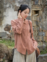 Summer Cotton  Linen shirt, Vintage Chinese  shirt, 20250408