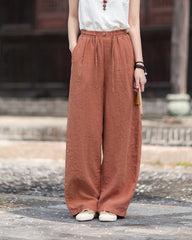 New Summer Collection: Women's Cotton-Linen Artistic and Versatile Casual Linen Pants with Drawstring Elastic Waist, Flowing Silhouette, and Slimming Straight Legs 20260511