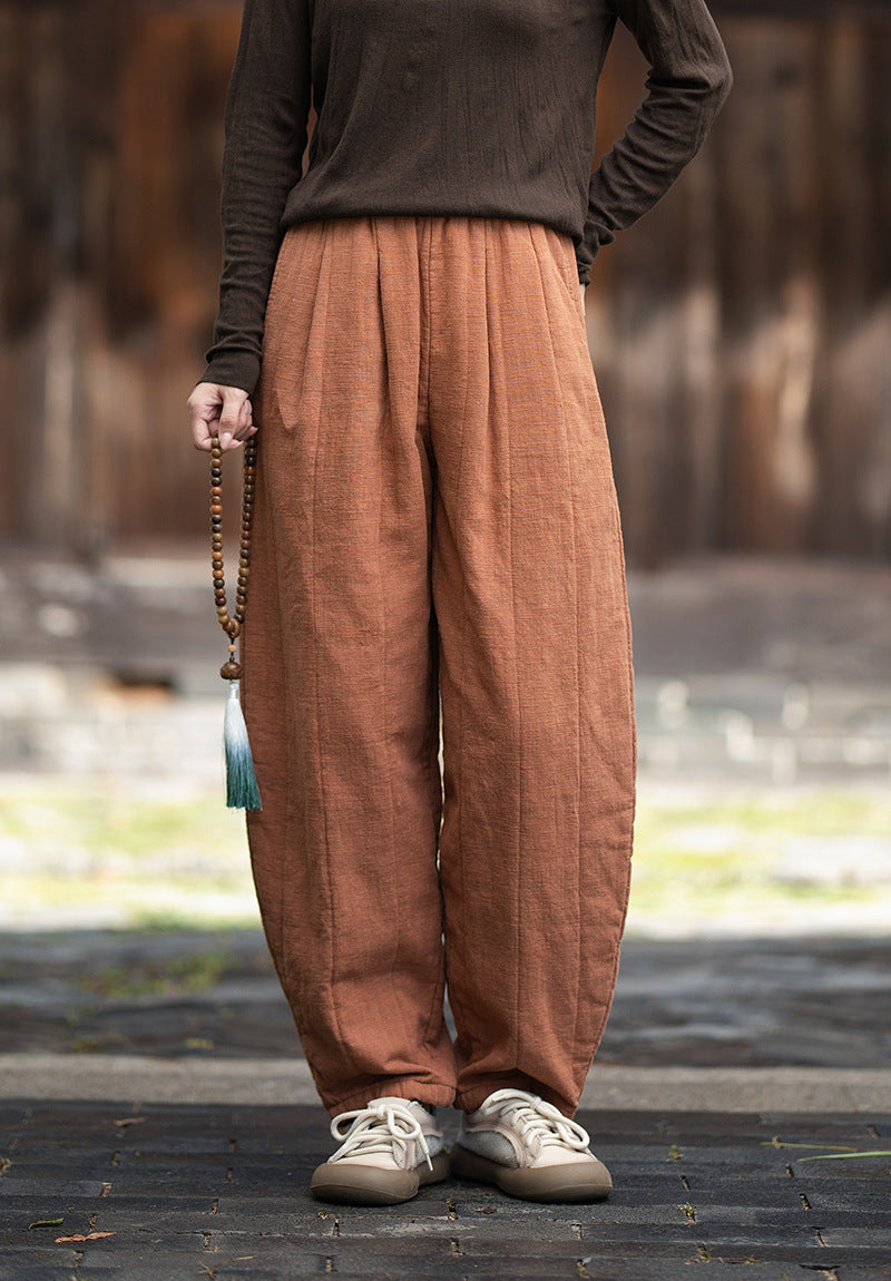 2026 Winter New Arrival: Original Cotton-Linen Pants with Piping and Pleats—Slimming, Zen-Inspired Casual Pants for Women, Versatile Long Pants