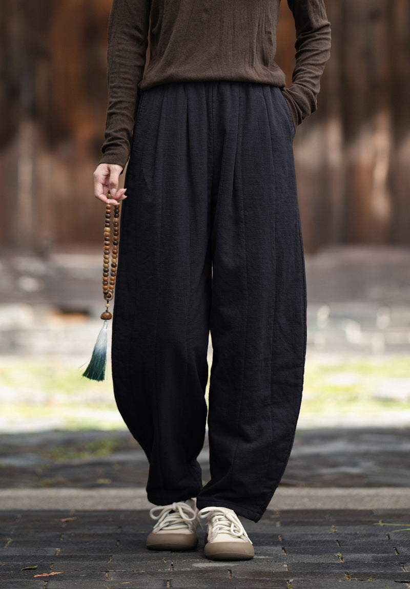 2026 Winter New Arrival: Original Cotton-Linen Pants with Piping and Pleats—Slimming, Zen-Inspired Casual Pants for Women, Versatile Long Pants