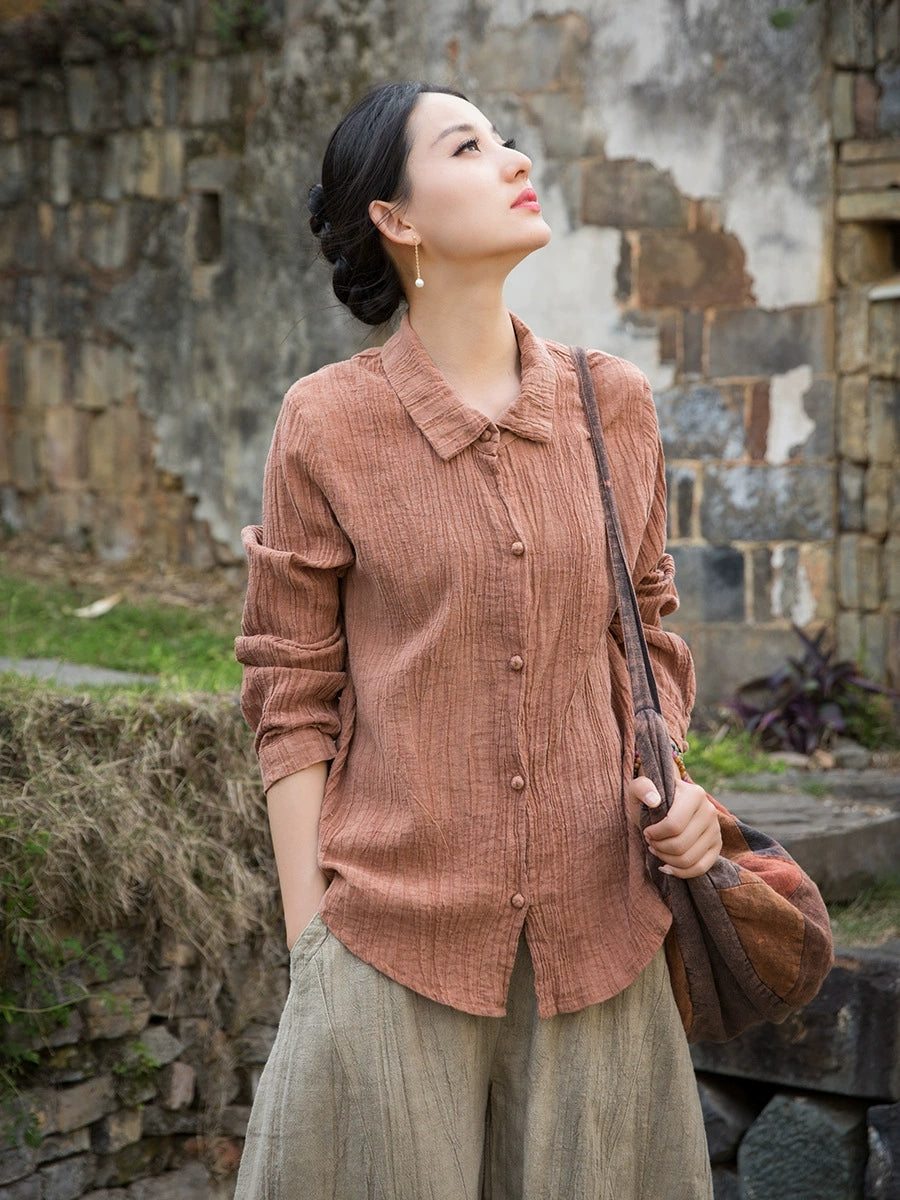 Summer Cotton  Linen shirt, Vintage Chinese  shirt, 20250408