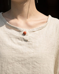 Summer Cotton Chinese t-shirt,Ramie Sand Washed Plate Button Women's Short Sleeve T-Shirt 20240714