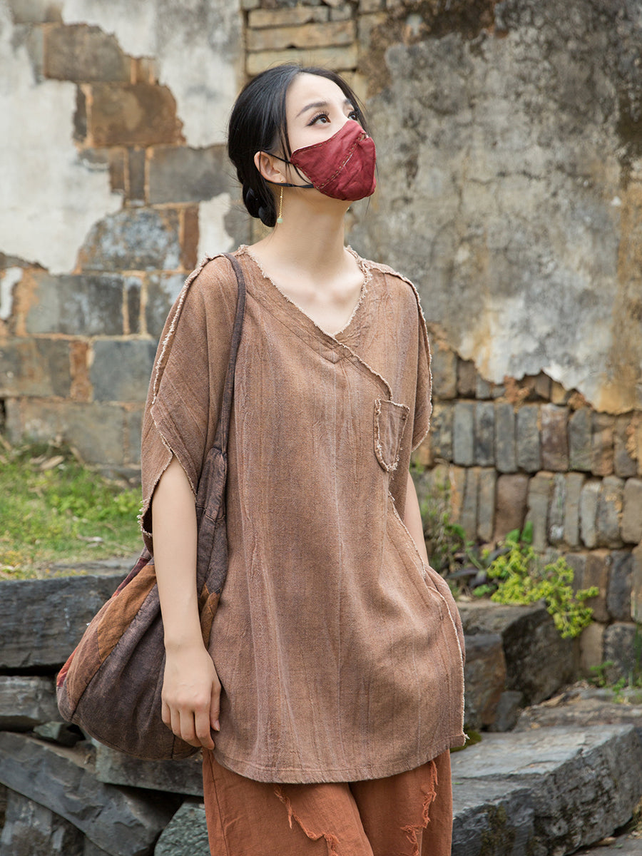 Summer Chinese loose cardigan, cotton linen washed frog long shirt 20250604