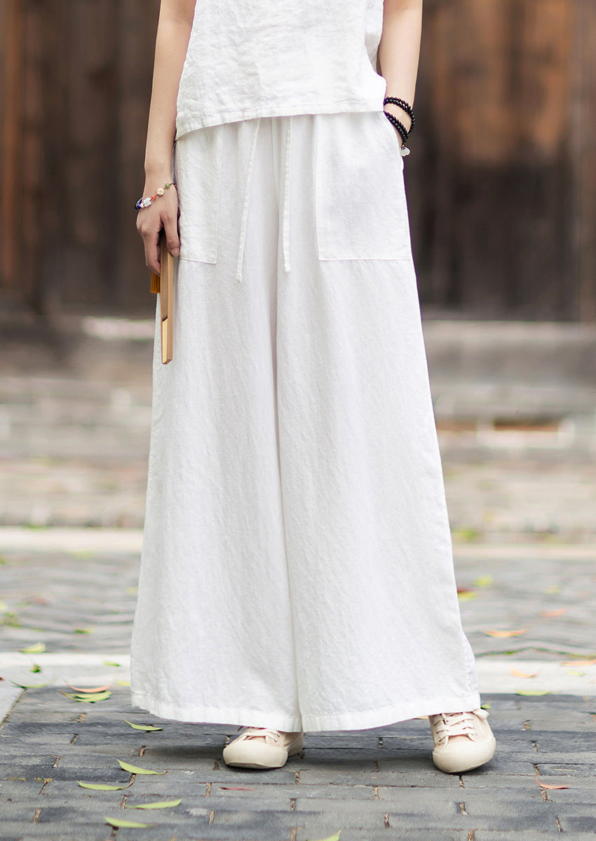 New Arrival: Versatile, Artistic Tie-Waist Relaxed-Fit Skirt-Pants for Women—Lightweight Tencel-Linen Wide-Leg Pants with Flowing Drape 20260511