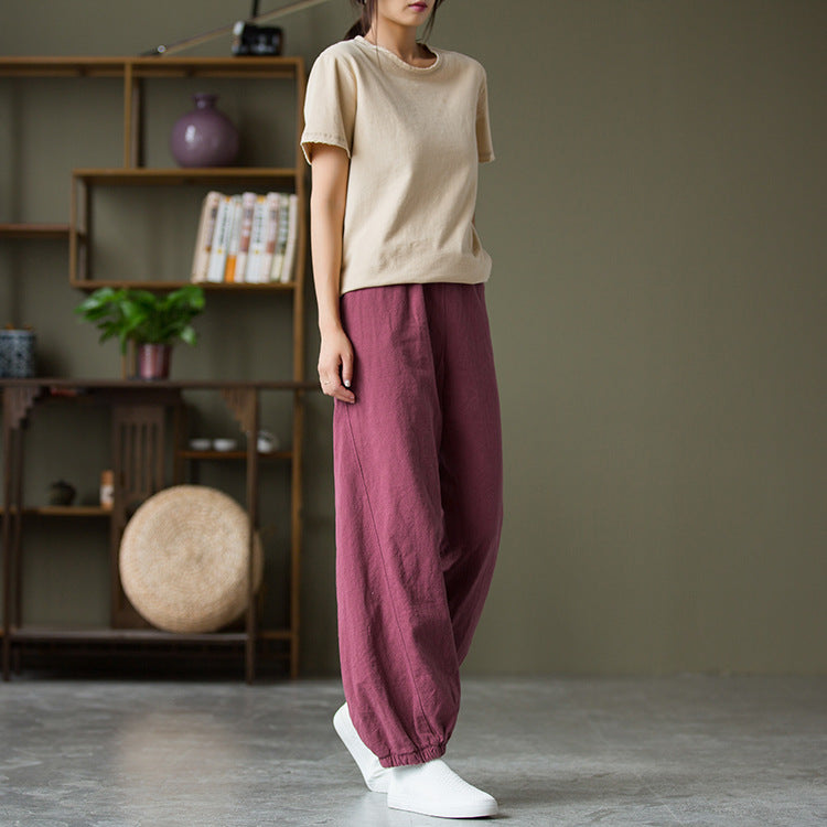 Women's casual linen pants,vintage cotton linen pants