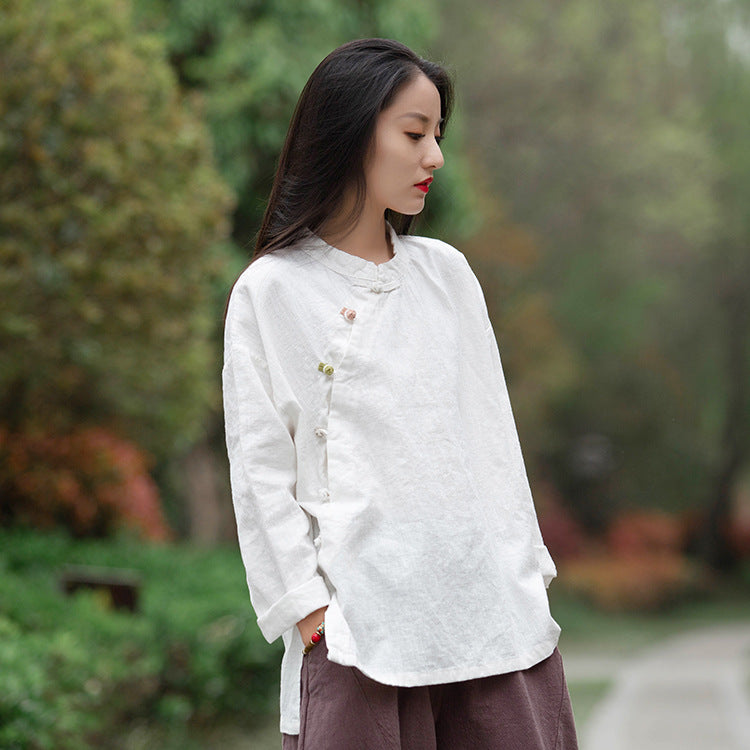 Chinese linen shirt, vintage summer cotton shirt