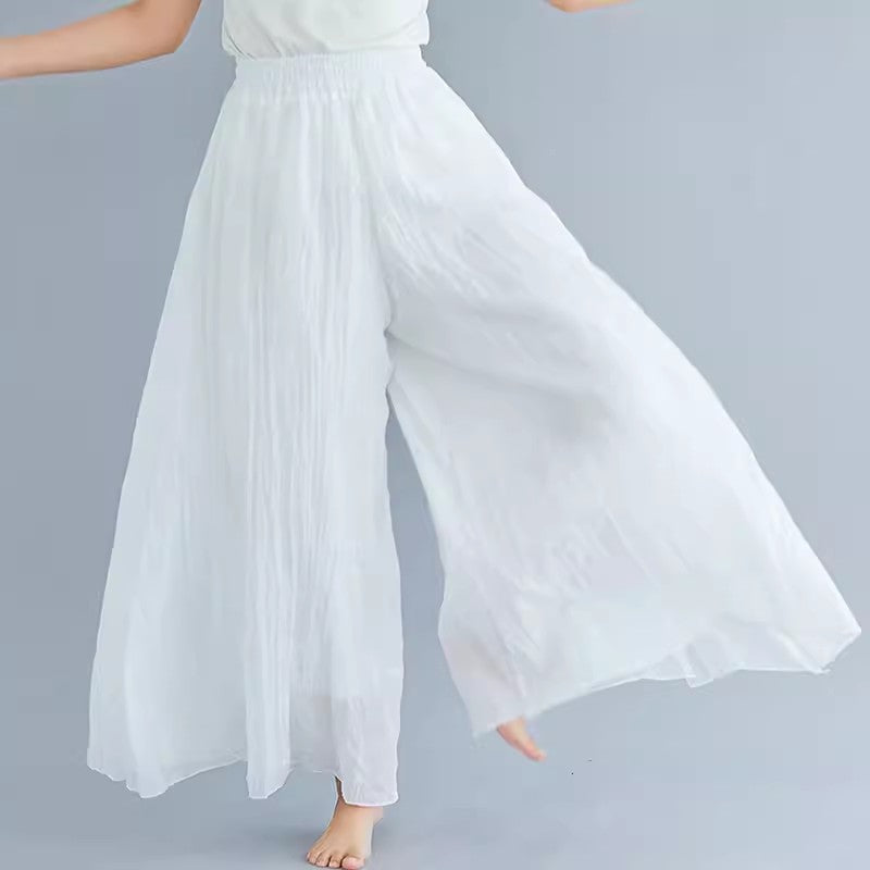 Summer cotton elasticated waist wide leg pants.