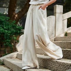 Linen wide leg pants,summer  linen pants ,linen pants women ,linen elastic waist pants,90s linen pants