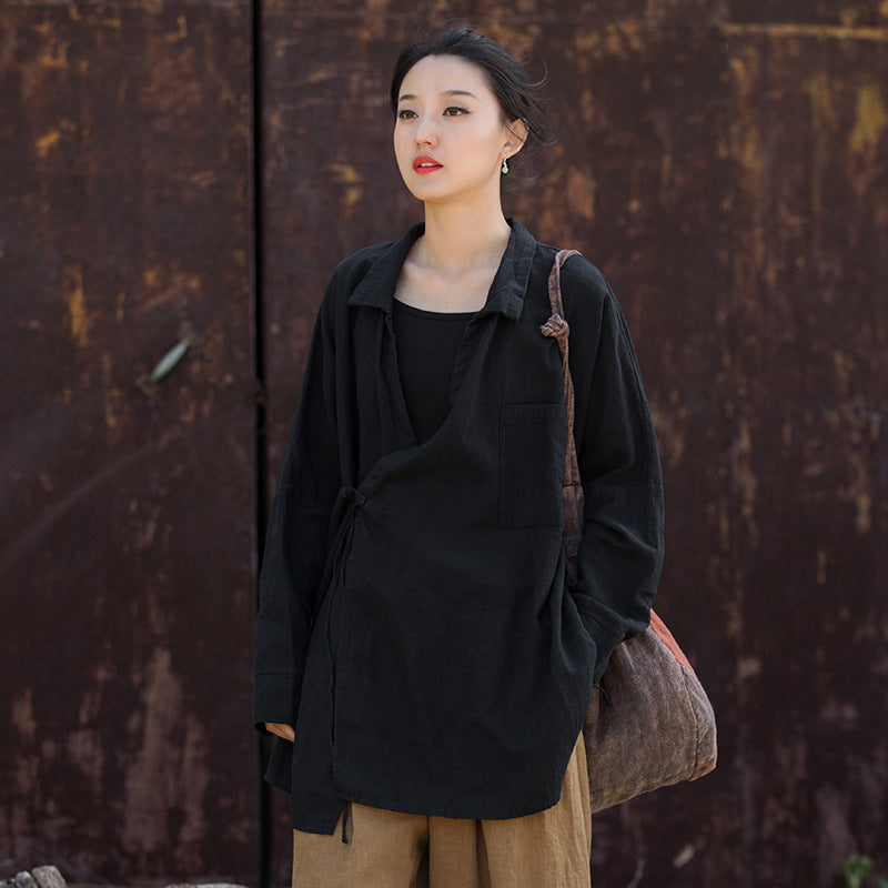 Casual cotton linen shirt, loose casual shirtplus size