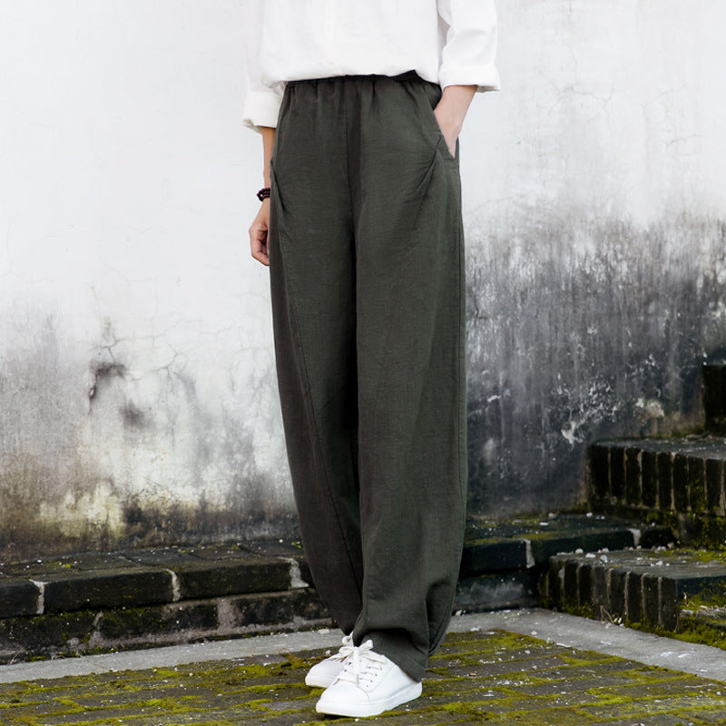 Summer/Winter Linen Pants, Loose Casual Elastic Waist Linen Pants