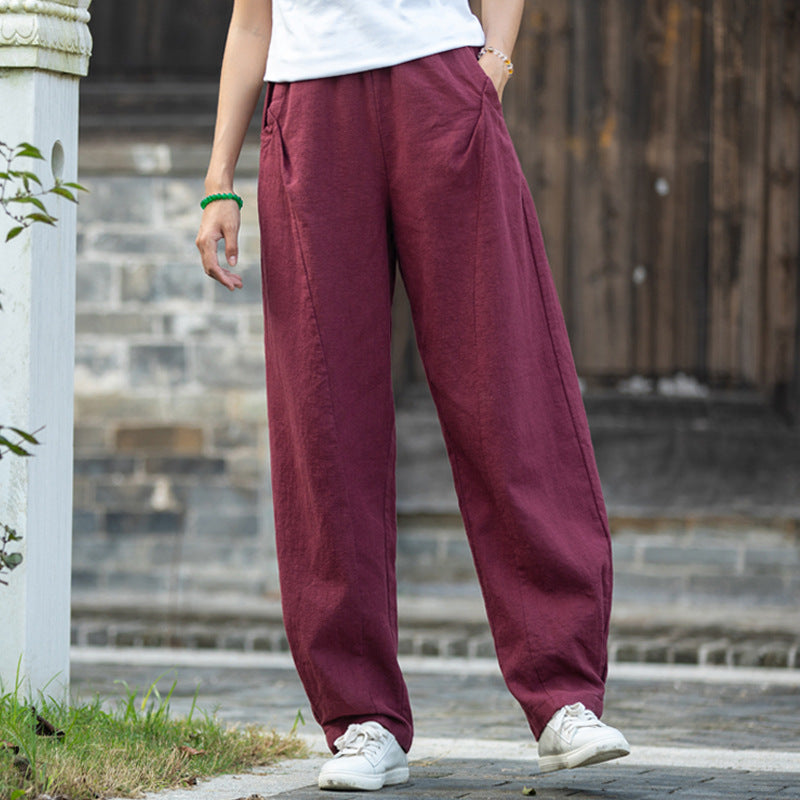 Summer/Winter Linen Pants, Loose Casual Elastic Waist Linen Pants