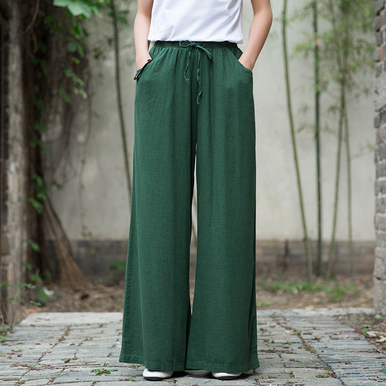 Linen wide leg pants,summer  linen pants ,linen pants women ,linen elastic waist pants,90s linen pants