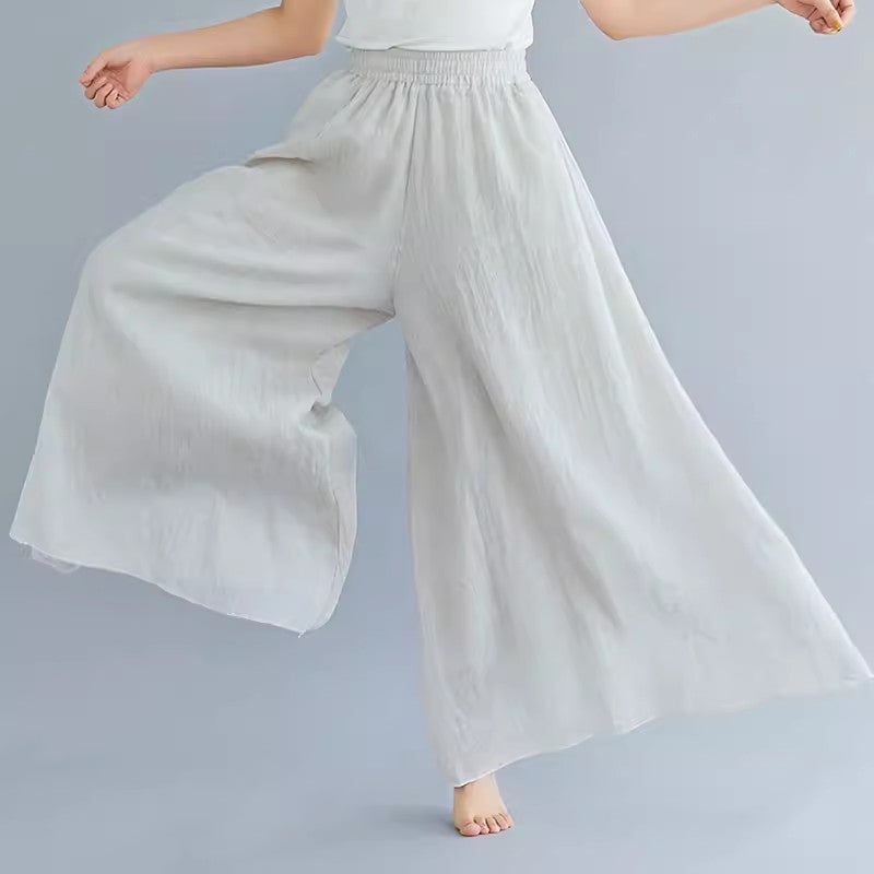 Summer cotton elasticated waist wide leg pants.