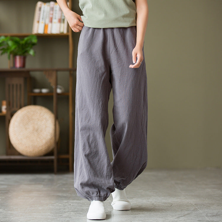 Women's casual linen pants,vintage cotton linen pants