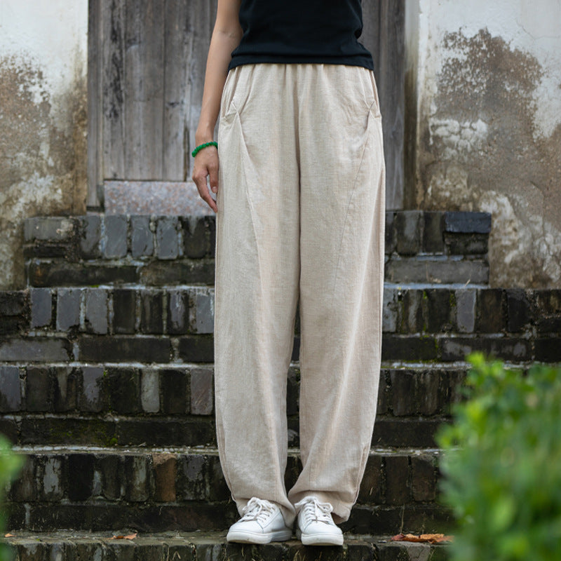 Summer/Winter Linen Pants, Loose Casual Elastic Waist Linen Pants