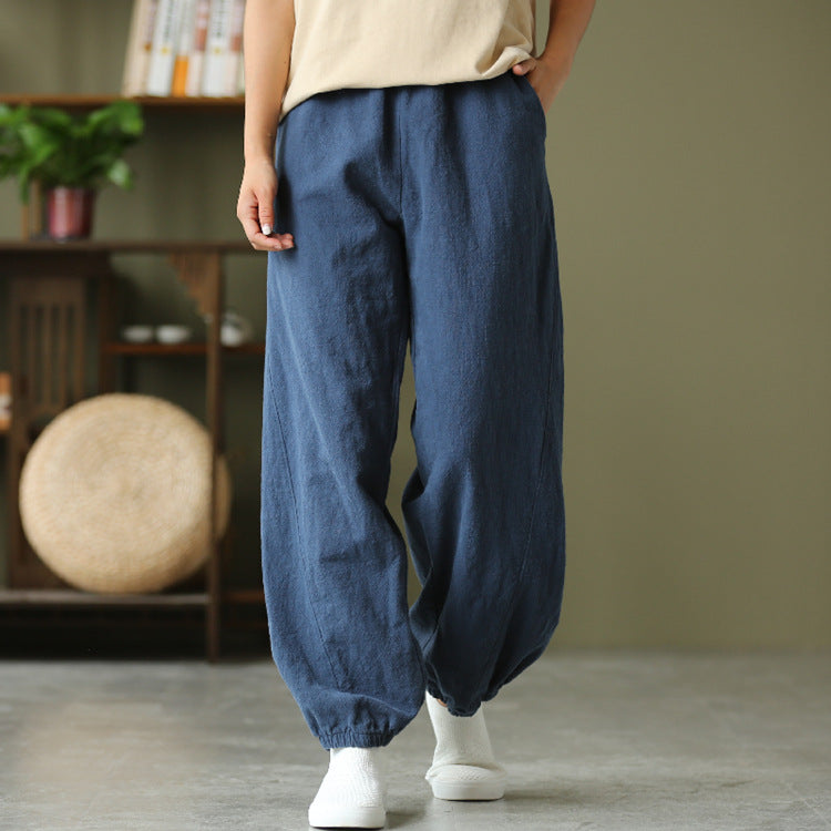 Women's casual linen pants,vintage cotton linen pants