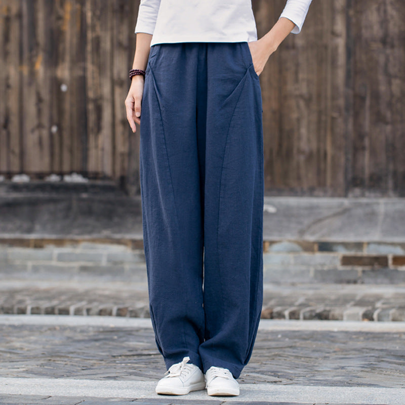 Summer/Winter Linen Pants, Loose Casual Elastic Waist Linen Pants