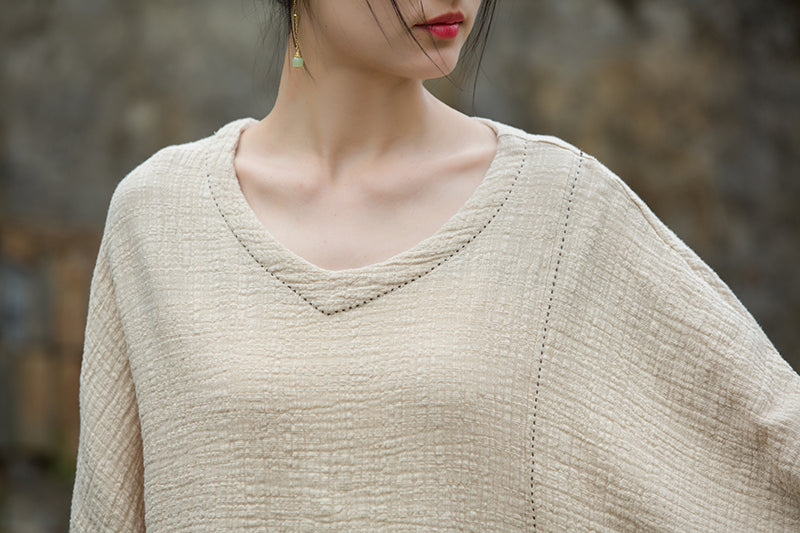 Vintage Summer Chinese Boat Collar Long Sleeve Shirt, Cotton  Linen Washed Frog Long T-Shirt 20250604