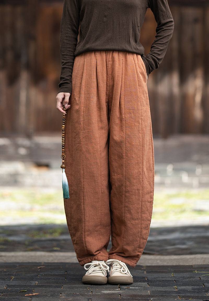 2026 Winter New Arrival: Original Cotton-Linen Pants with Piping and Pleats—Slimming, Zen-Inspired Casual Pants for Women, Versatile Long Pants