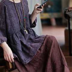 Purple linen shirt,vintage washed linen shirt,casual linen shirt plus size