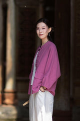 New Chinese-Style Loose-Fit Women's Shirt: Ramie Distressed Mandarin-Collared Modified Tang-Style Cardigan 20260511