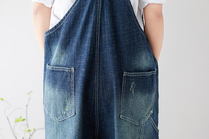 Women's Cotton Overalls,Denim Overalls,Stonewashed Loose Overalls