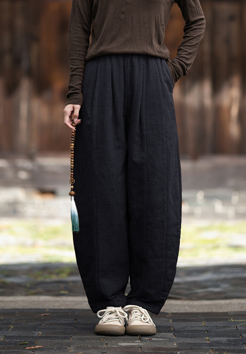 2026 Winter New Arrival: Original Cotton-Linen Pants with Piping and Pleats—Slimming, Zen-Inspired Casual Pants for Women, Versatile Long Pants