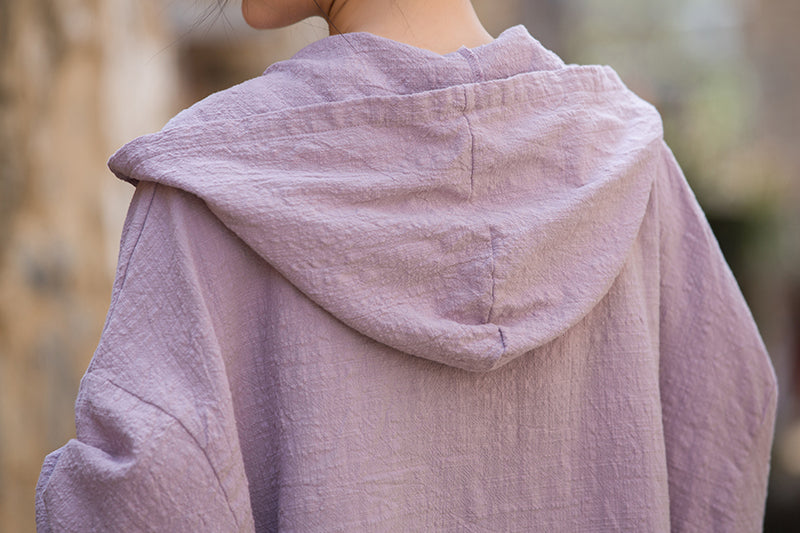 Ladies Summer Chinese Loose Frog Button Hoodie, Vintage Cotton and Linen Casual Shirt 20250604