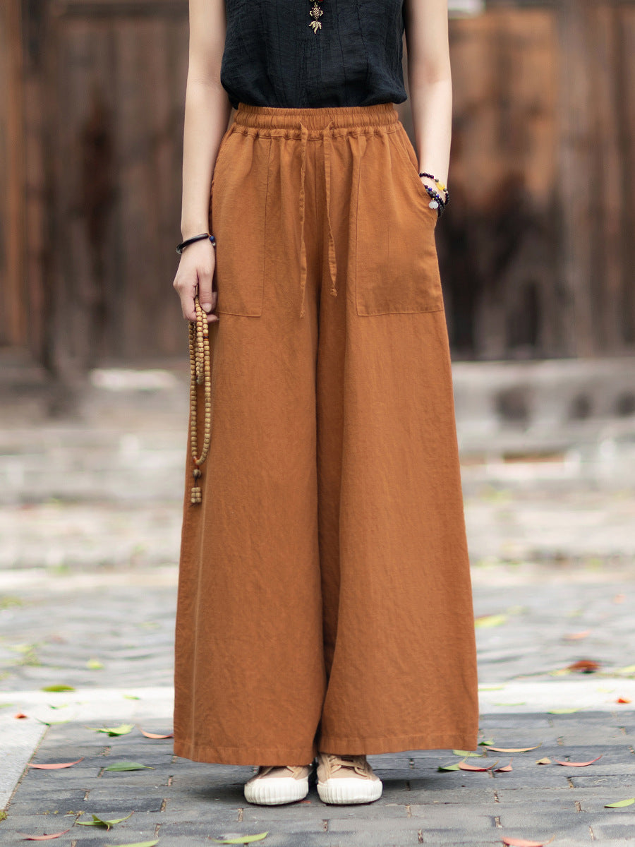 New Arrival: Versatile, Artistic Tie-Waist Relaxed-Fit Skirt-Pants for Women—Lightweight Tencel-Linen Wide-Leg Pants with Flowing Drape 20260511