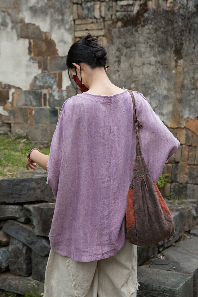 Summer Chinese loose cardigan, cotton linen washed frog long shirt 20250604