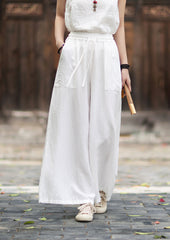 New Arrival: Versatile, Artistic Tie-Waist Relaxed-Fit Skirt-Pants for Women—Lightweight Tencel-Linen Wide-Leg Pants with Flowing Drape 20260511