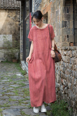 Summer  Cotton  Linen dress, Vintage Chinese  Dresses 20250417