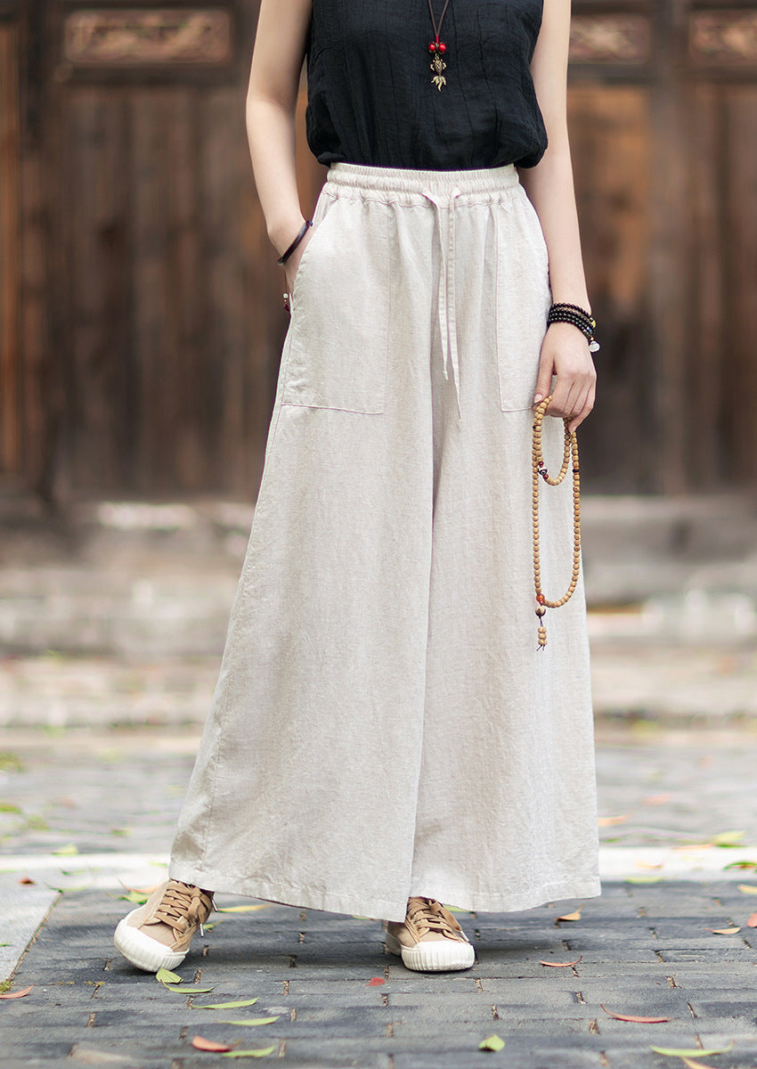 New Arrival: Versatile, Artistic Tie-Waist Relaxed-Fit Skirt-Pants for Women—Lightweight Tencel-Linen Wide-Leg Pants with Flowing Drape 20260511