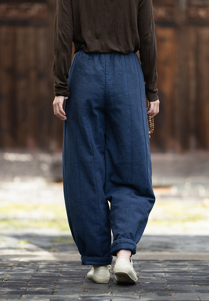 2026 Winter New Arrival: Original Cotton-Linen Pants with Piping and Pleats—Slimming, Zen-Inspired Casual Pants for Women, Versatile Long Pants