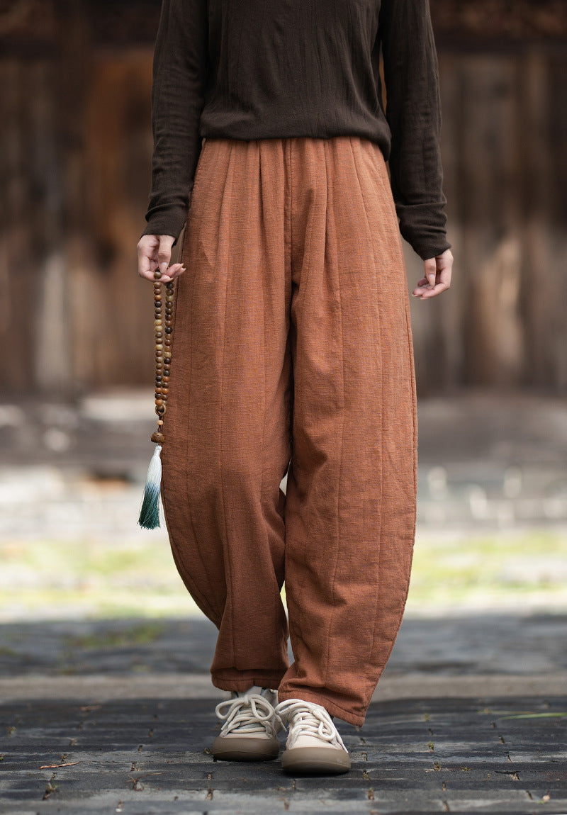 2026 Winter New Arrival: Original Cotton-Linen Pants with Piping and Pleats—Slimming, Zen-Inspired Casual Pants for Women, Versatile Long Pants