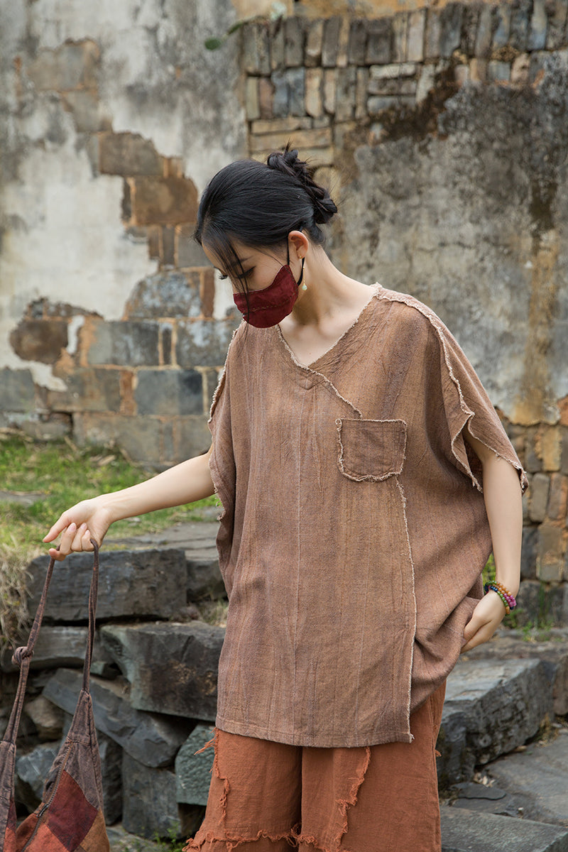 Summer Chinese loose cardigan, cotton linen washed frog long shirt 20250604