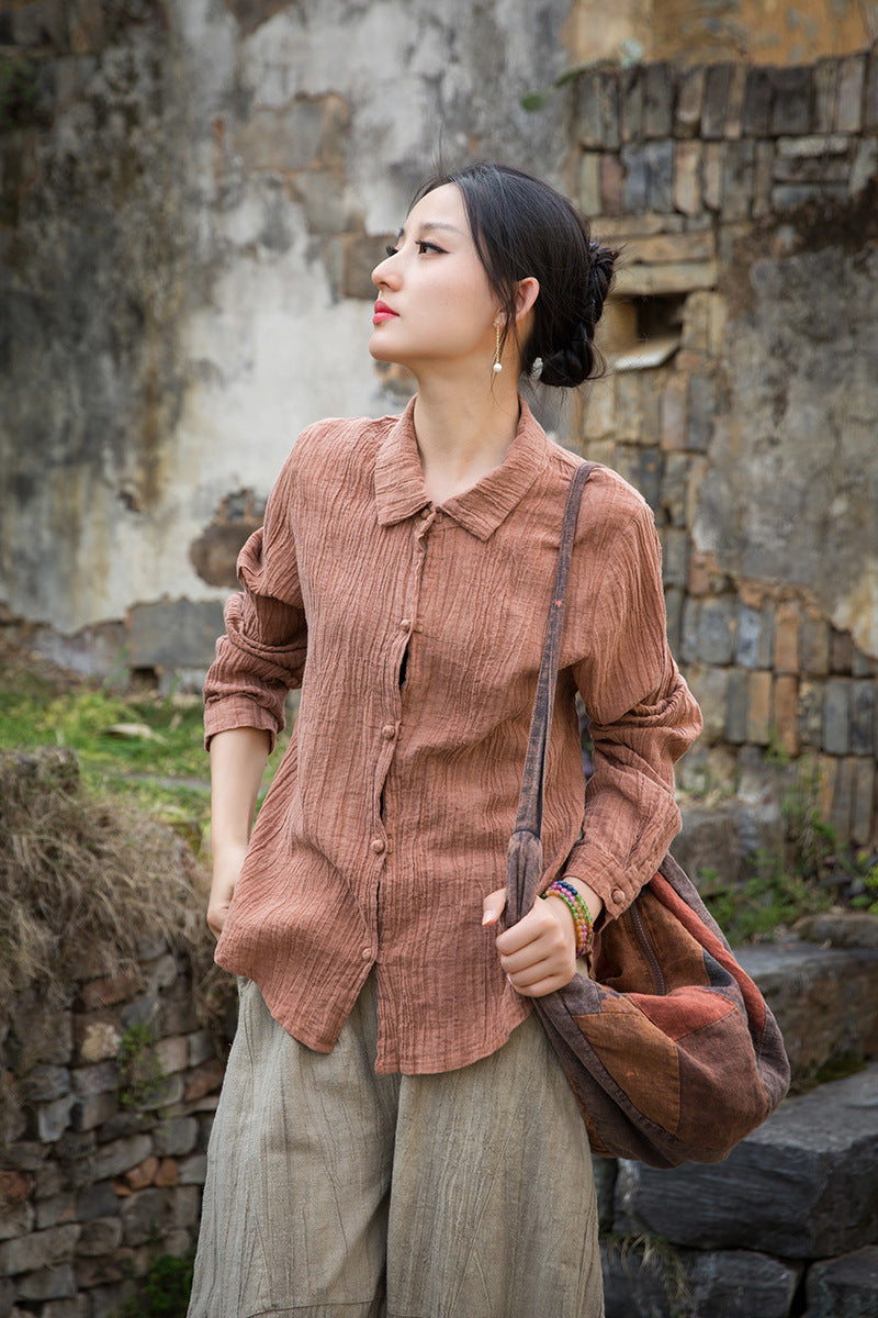 Summer Cotton  Linen shirt, Vintage Chinese  shirt, 20250408