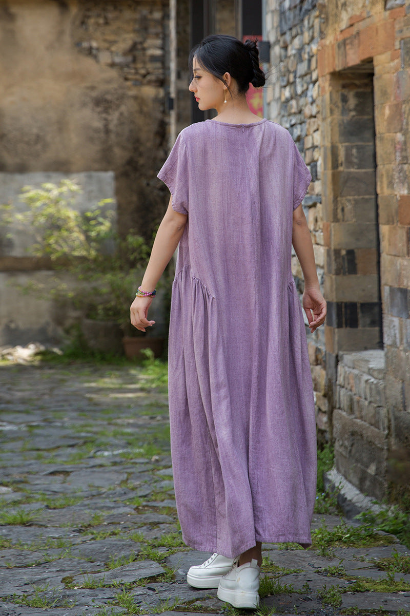 Summer  Cotton  Linen dress, Vintage Chinese  Dresses 20250417