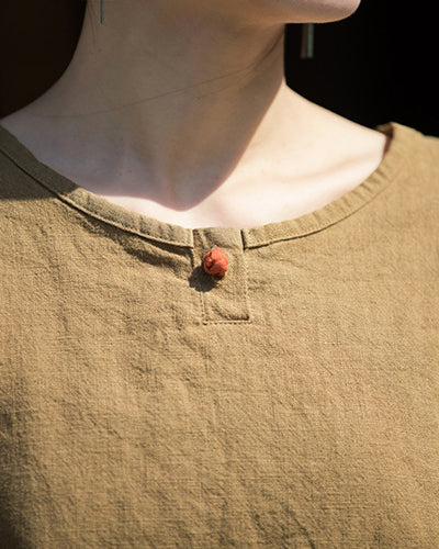 Summer Cotton Chinese t-shirt,Ramie Sand Washed Plate Button Women's Short Sleeve T-Shirt 20240714