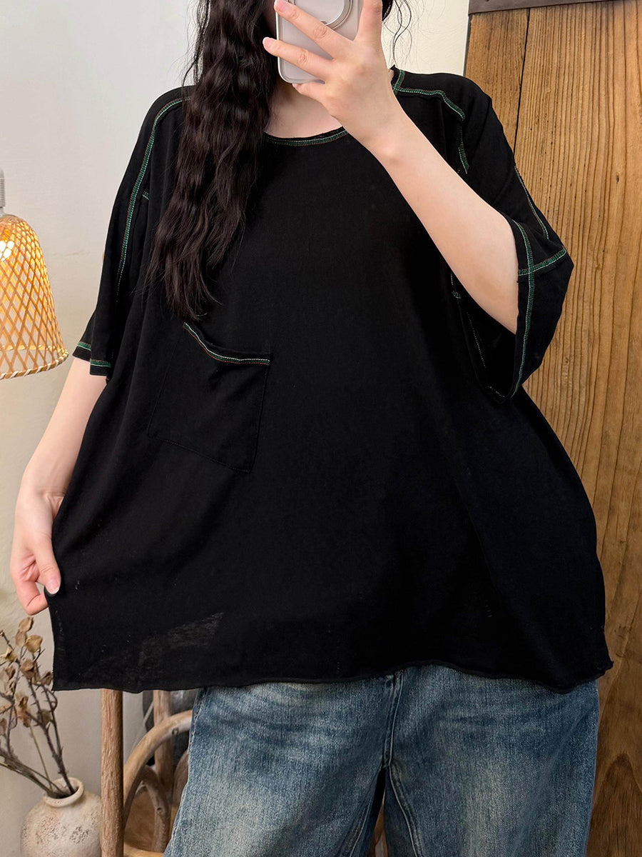 Women Summer Casual Pure Color O-Neck Shirt,Women Summer Casual Pure Color O-Neck Shirt 20260511